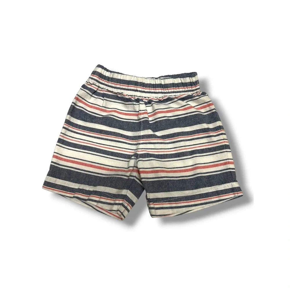 Carters Boys 18 Months Nautical Stripe Pull On Shorts Navy Red White